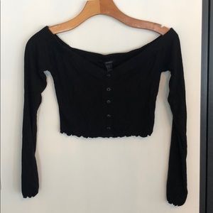 Forever 21 long sleeve cropped button down shirt